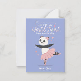 Ballerina Panda Kinder Valentijnsdag Kaart Notitiekaartje