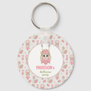Ballerina party roze florale bunny girl sleutelhanger