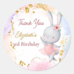 Ballerina party schattige dansbunny bedankt ronde sticker