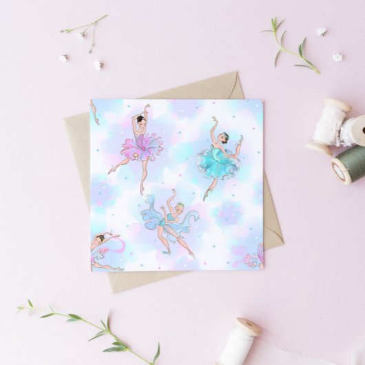  Ballerina Pastel Square verjaardagsuitnodiging