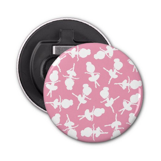 Ballerina Pattern, Ballet Girls, Ballet Dance Button Flesopener (Voorkant)