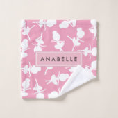 Ballerina Pattern, Ballet Meisjes, Dans, Jouw naam Bad Handdoek (Wasdoekje)