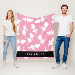 Ballerina Pattern, Ballet Meisjes, Dans, Jouw naam Fleece Deken
