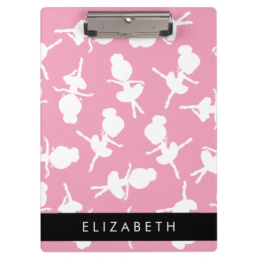 Ballerina Pattern, Ballet Meisjes, Dans, Jouw naam Klembord (Voorkant)