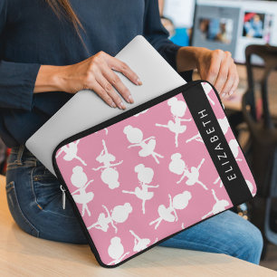 Ballerina Pattern, Ballet Meisjes, Dans, Jouw naam Laptop Sleeve