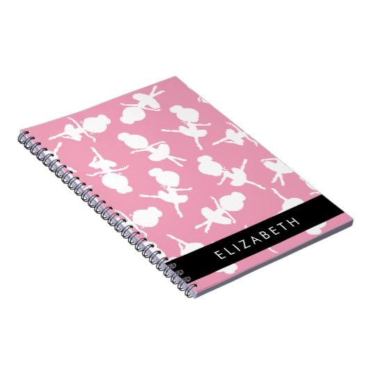 Ballerina Pattern, Ballet Meisjes, Dans, Jouw naam Notitieboek (Rechterzijde)