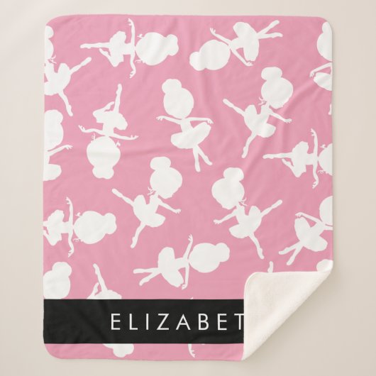 Ballerina Pattern, Ballet Meisjes, Dans, Jouw naam Sherpa Deken (Voorkant)