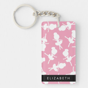 Ballerina Pattern, Ballet Meisjes, Dans, Jouw naam Sleutelhanger
