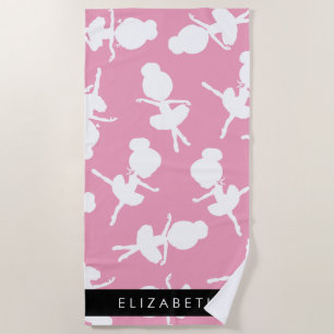 Ballerina Pattern, Ballet Meisjes, Dans, Jouw naam Strandlaken