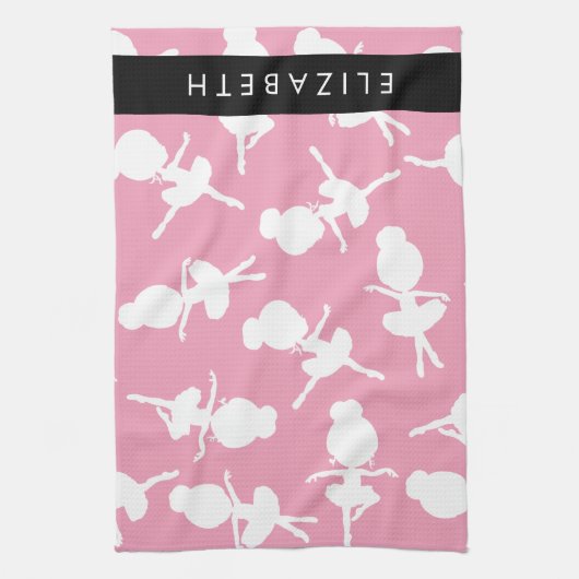 Ballerina Pattern, Ballet Meisjes, Dans, Jouw naam Theedoek (Verticaal)