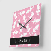 Ballerina Pattern, Ballet Meisjes, Dans, Jouw naam Vierkante Klok (Hoek)