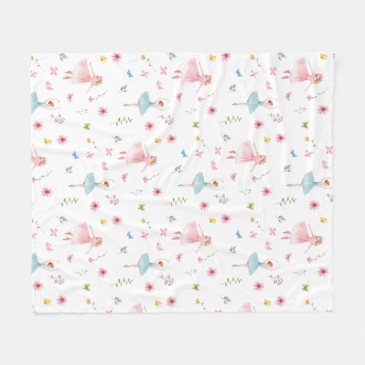 Ballerina Pattern Fleece Deken (Voorkant (Horizontaal))