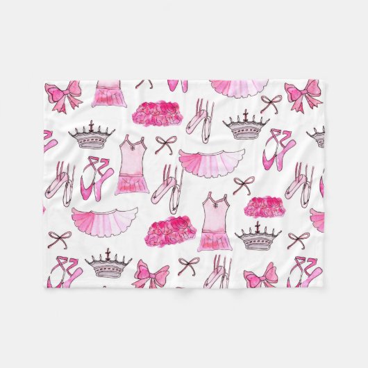Ballerina Pattern in Waterverf Fleece Deken (Voorkant (Horizontaal))