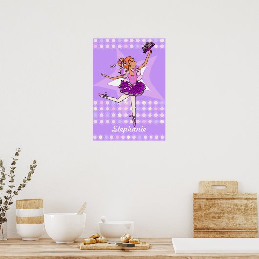 Ballerina perzik - rood haarmeisje "jouw naam" pos poster (Keuken)