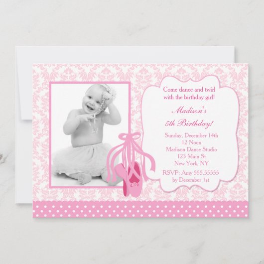 Ballerina Photo Anniversaire Invitation (Devant)