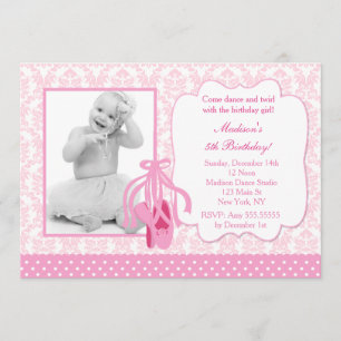 Ballerina Photo Birthday Invitation Kaart