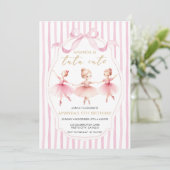  Ballerina Pink Bow Tutu Cute Birthday Invitation (Debout devant)