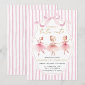  Ballerina Pink Bow Tutu Cute Birthday Invitation (Devant / Derrière)