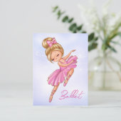 Ballerina Pink, Paarse  ballet Briefkaart (Staand voorkant)