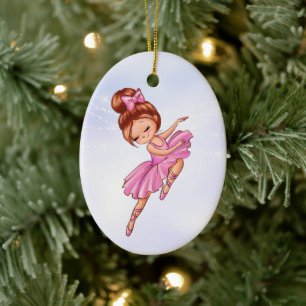 Ballerina Pink, Paarse  kerstmis Keramisch Ornament