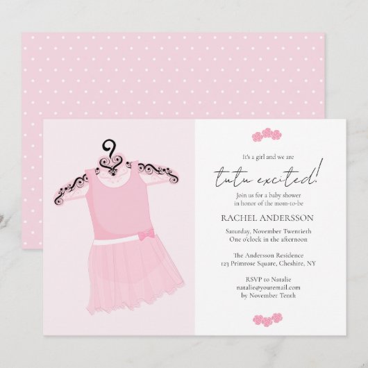 Ballerina Pink Tutu Baby shower Invitation (Devant / Derrière)
