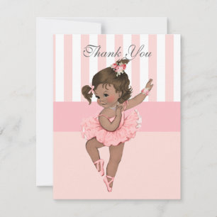 Ballerina Pink Tutu Stripes Flowers Lace Hartelijk Bedankkaart