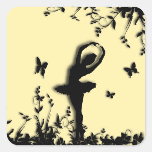 Ballerina Pirouette in Garden Yellow Vierkante Sticker