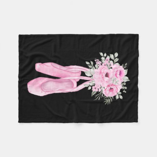 Ballerina Pointe Schoenen Bloemen Ballet Danser Sp Fleece Deken (Voorkant (Horizontaal))