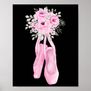 Ballerina Pointe Schoenen Bloemen Ballet Danser Sp Poster