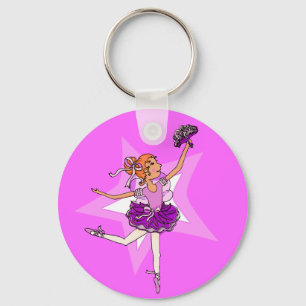 Ballerina princess paarse roze sleutelhanger