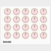 Ballerina Princess Roze Goud Baby shower Ronde Sticker (Vel)