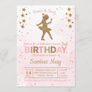 Ballerina Princess Sparkle Invitation Anniversaire