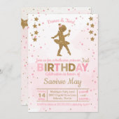 Ballerina Princess Sparkle Verjaardag Uitnodiging (Voorkant / Achterkant)