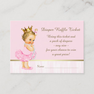 Ballerina Prinses Luier Raffle Ticket Informatiekaartje