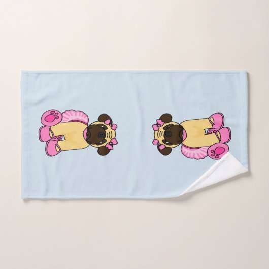 Ballerina Pug Dog Bad Handdoek (Handdoek)