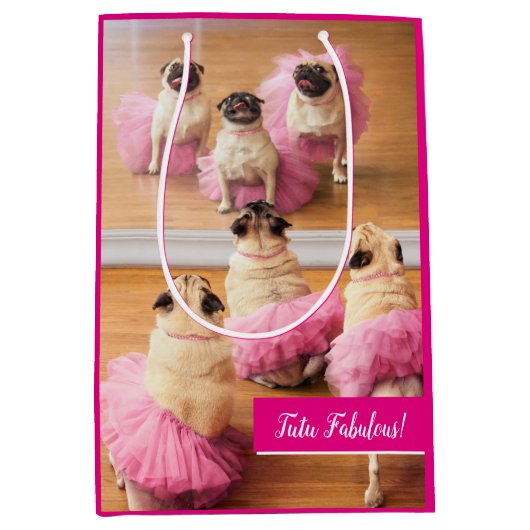 Ballerina Pugs in Tutus Medium Cadeauzakje (Voorkant)