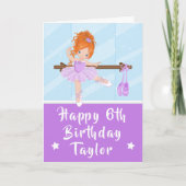 Ballerina Red Hair Girl Purple Bonne carte d'anniv (Devant)