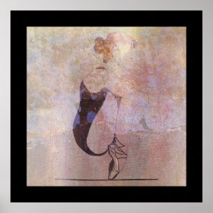Ballerina Red Hair Woman Pink Rose Gold Poster