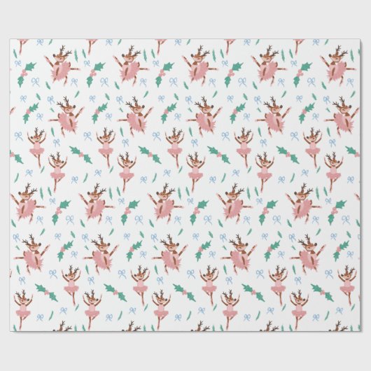 Ballerina rendieren en kerstbogen cadeaupapier (Vlak)