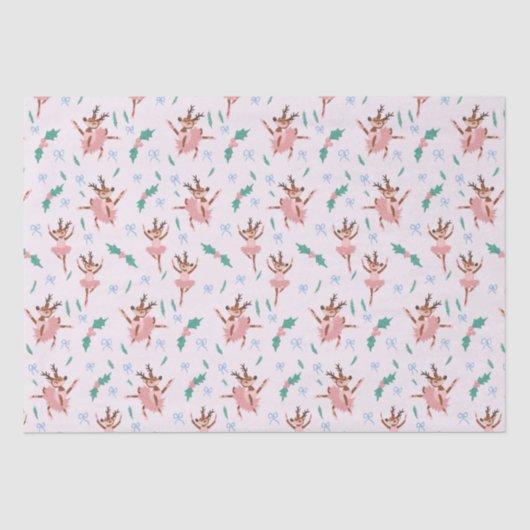 Ballerina rendieren en kerstbogen tissuepapier (Voorkant)