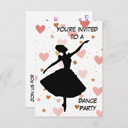 Ballerina Roos Gold Dance Party Uitnodiging (Voorkant / Achterkant)