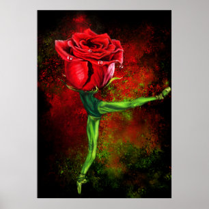 Ballerina Rose Ballet Dancer Poster - Peinture