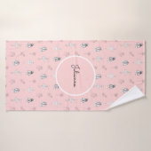 Ballerina rose et fleurs (Serviette de bain)