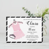 Ballerina rose et noire mignonne Invitation d'anni (Debout devant)