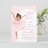 Ballerina rose Fille anniversaire Invitation (Debout devant)