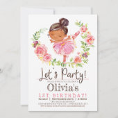 Ballerina rose Fille Anniversaire Invitation (Devant)