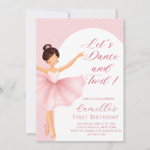 Ballerina rose Fille anniversaire Invitation