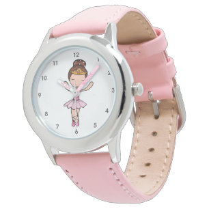 Ballerina rose mignonne fille avec montre Tiara