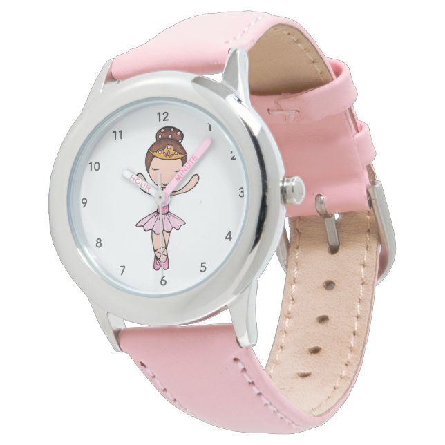 Ballerina rose mignonne fille avec montre Tiara (Incliné)