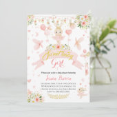 Ballerina rose mignonne invitation baby shower (Debout devant)